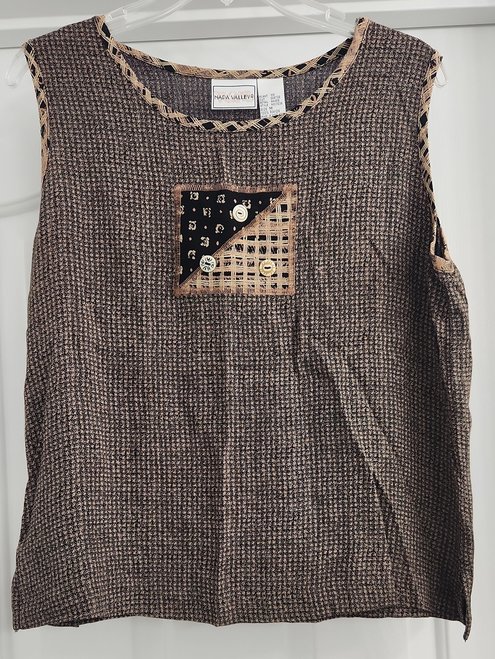 Vintage Napa Valley Tweed Patchwork Sleeveless Top